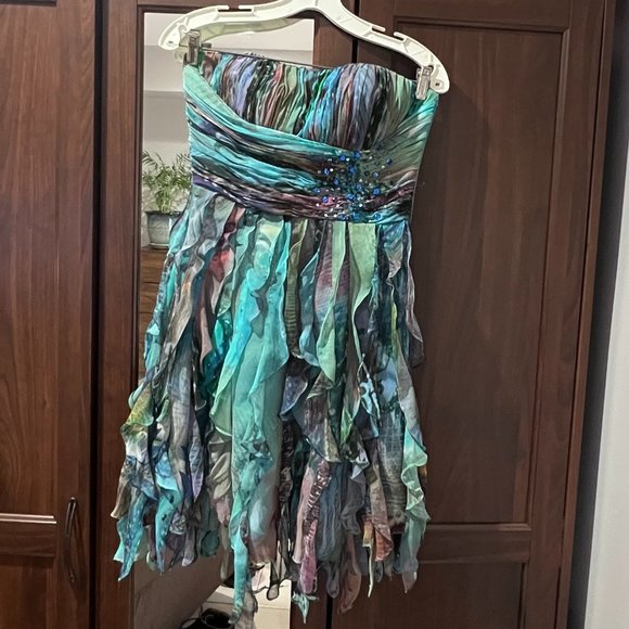 Cache 90's style Blue Mermaid Cocktail Dress - Picture 1 of 7